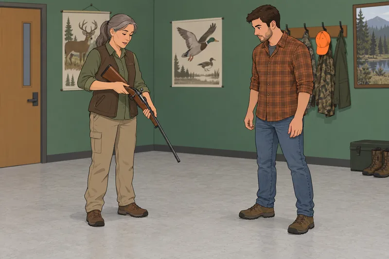 Hunter Safety Quiz shows safe rifle handling.