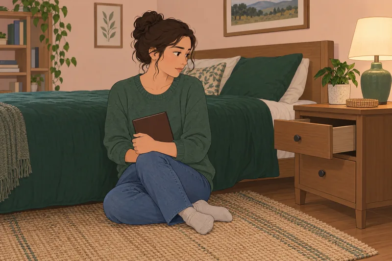La autoevaluación de hipersexualidad continúa en un dormitorio.
