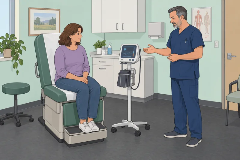 Hypertension Health Literacy shows a nurse reviewing readings.