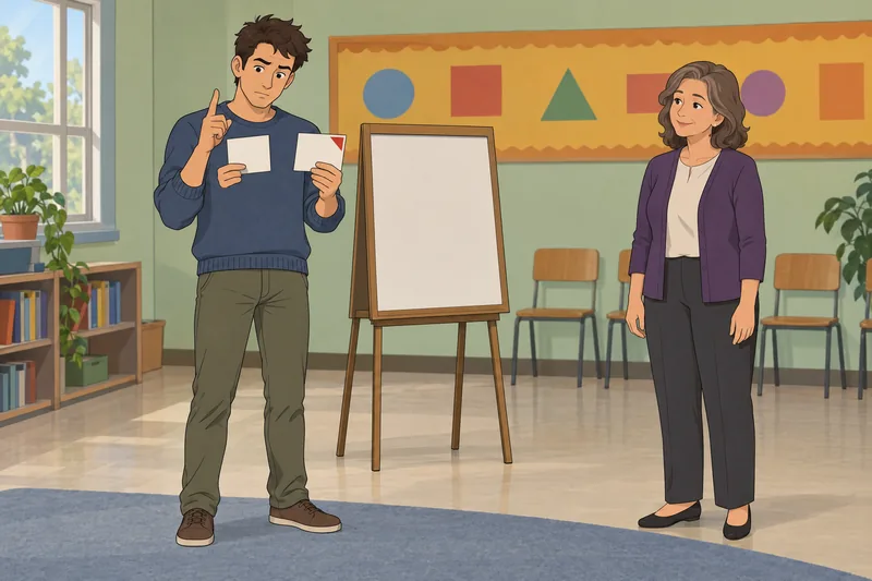 Idiot Quiz shows a student checking two cards.