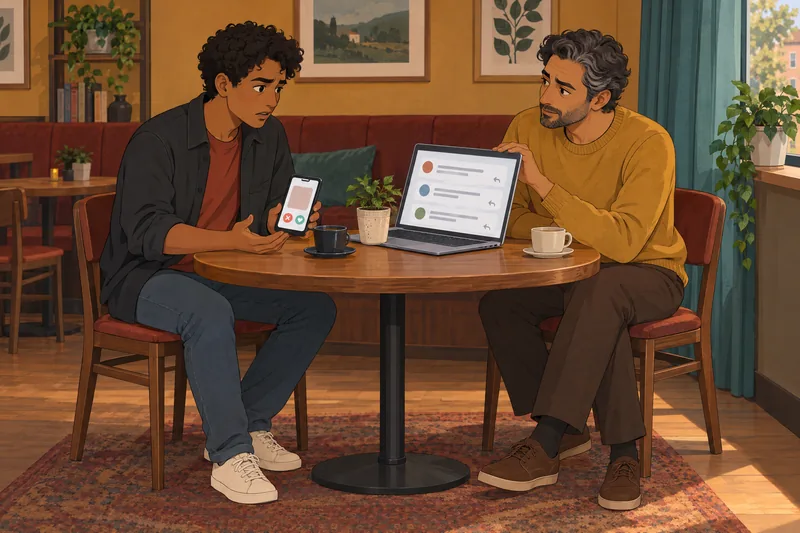 Incel Test: two friends discuss views beside laptop