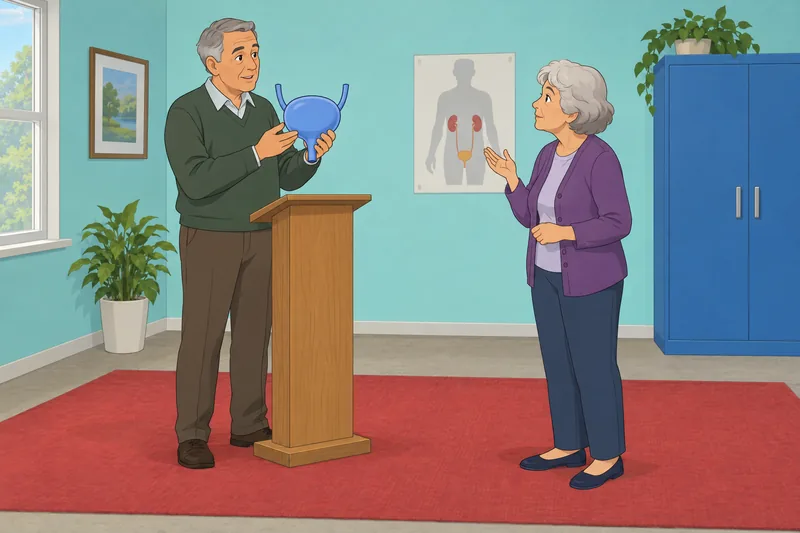 Incontinence Quiz shows a home diary routine.