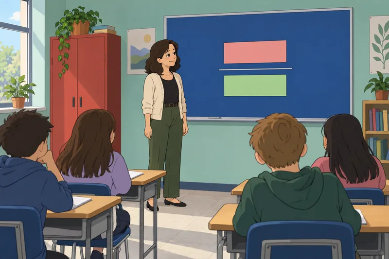El cuestionario sobre cláusulas aparece en un aula.