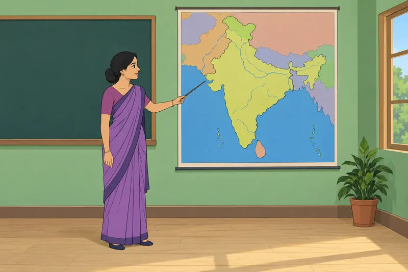 India Map Quiz appears beside a classroom map.