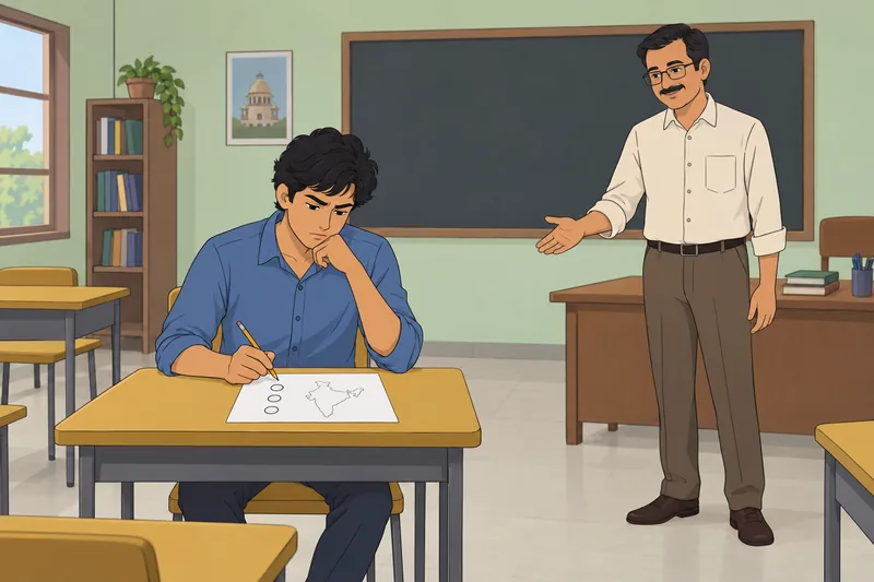 Una escena del cuestionario sobre la Constitución comienza.