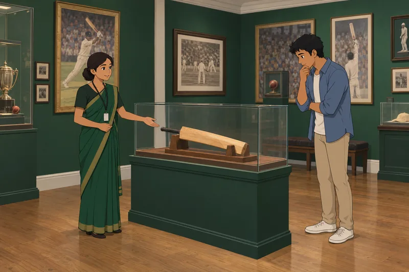 Indian Sports Quiz shows a museum hockey artifact.