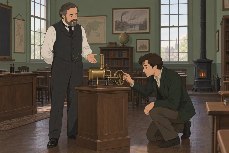 Industrial Revolution Quiz: Worker checks spinning mule.