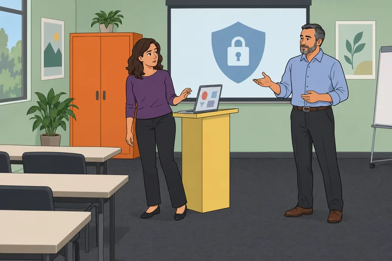 Information Security Quiz shows a cautious employee.