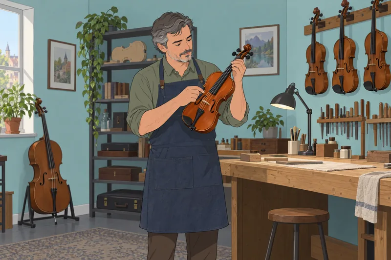 Un cuestionario sobre instrumentos muestra un violonchelo afinándose.
