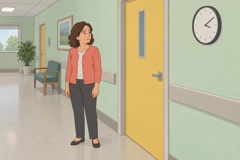 integrativo de ansiedad: mujer tensa ante puerta.