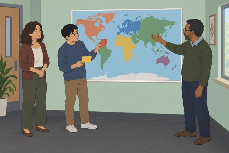 Escena: cuestionario integrativo de competencia intercultural en clase.
