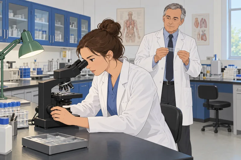 Internal Medicine Quiz shows microscope study.