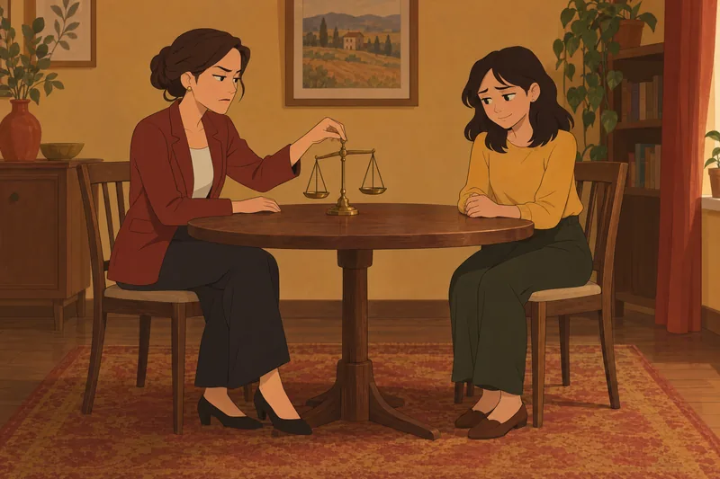 Internalized Misogyny Scale shows two women weighing opinions.