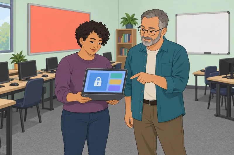 Internet Safety Quiz in a computer classroom.