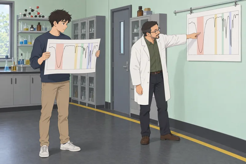 IR Quiz shows a student at an FTIR.
