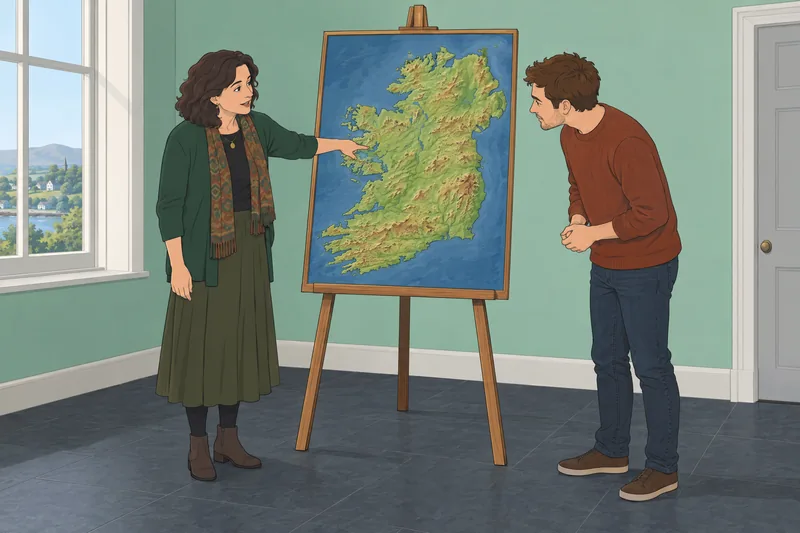 Irish Quiz Questions map activity in class.