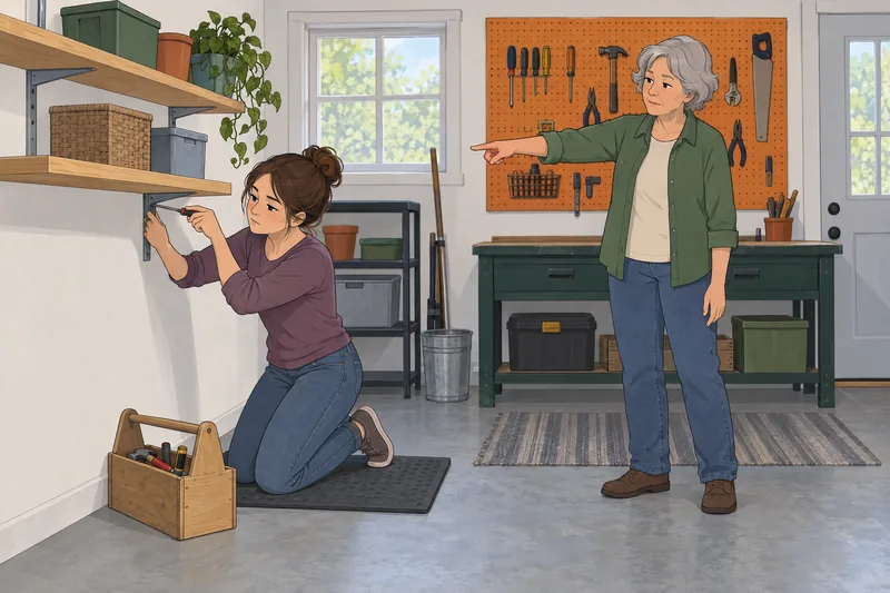 Is Family the focus? An aunt checks tools.