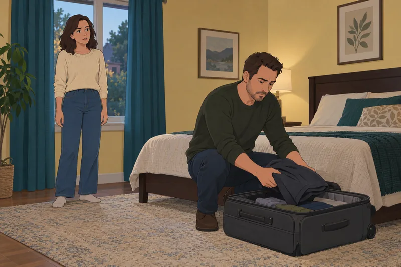 Is He Cheating? A suitcase changes the mood.