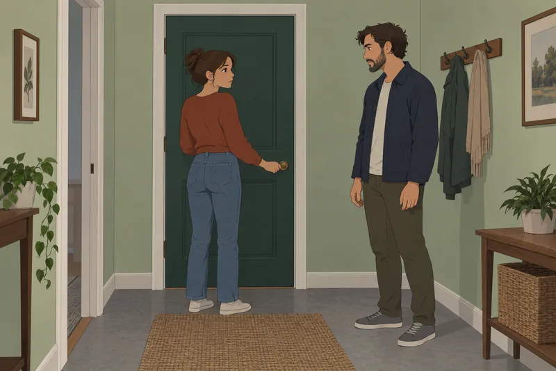 Is My Boyfriend pauses beside a closed door.