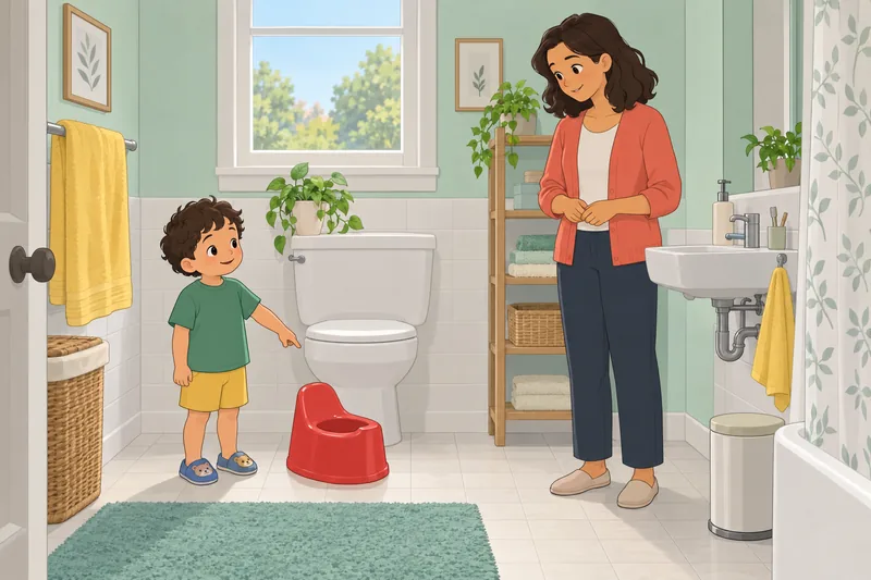 Is My Child notices the potty calmly.