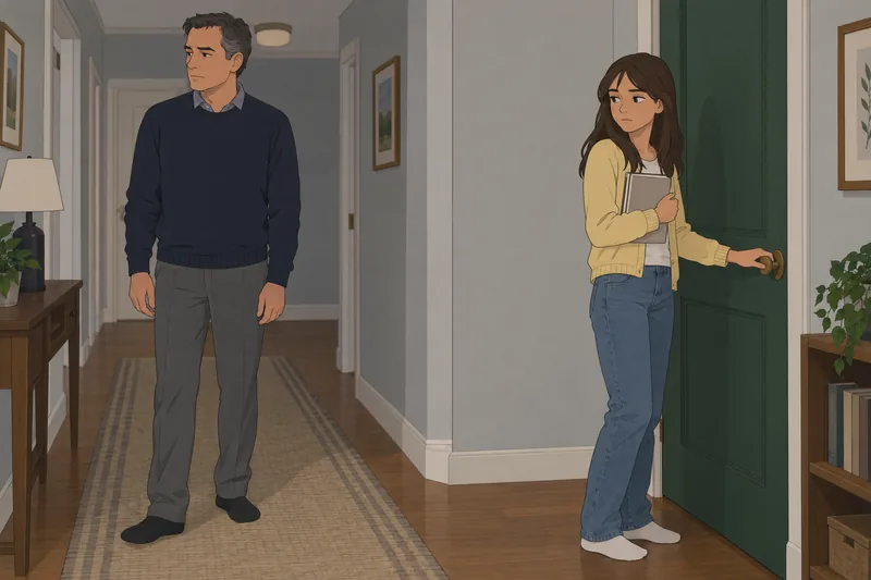"Is My Dad" frames a closed bedroom door.