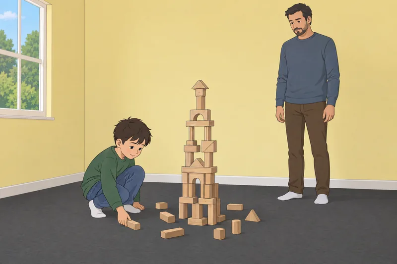 "cuestionario ¿Es mi" muestra un juego con bloques.