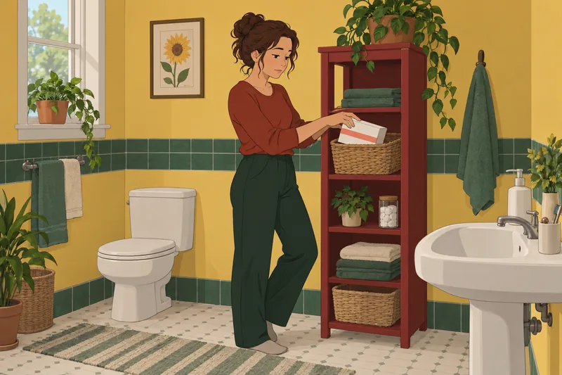 Is My Period: woman stores period products.