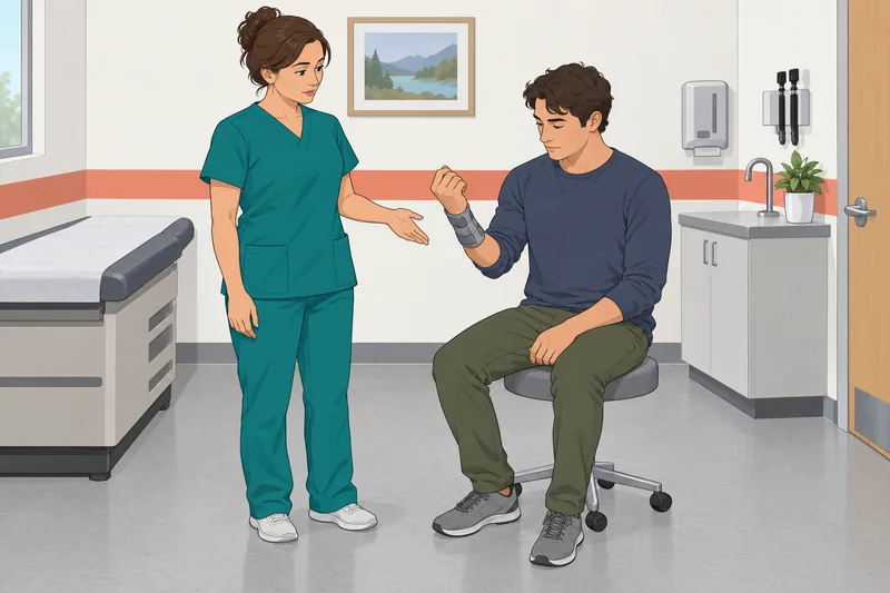 Is My Wrist shows a clinic wrist-brace check.