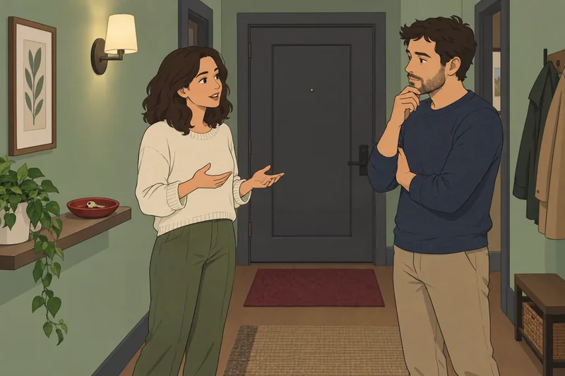 Is She Right appears in a hallway conversation.
