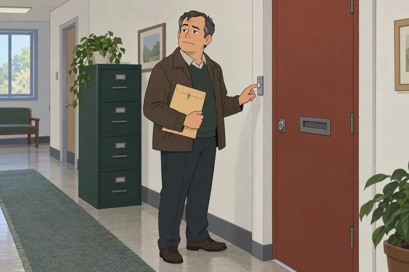 Is the Identity: A clerk verifies a document.