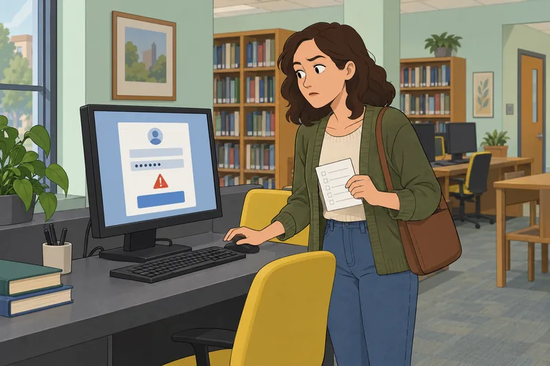 Is the Identity: A visitor checks login details.