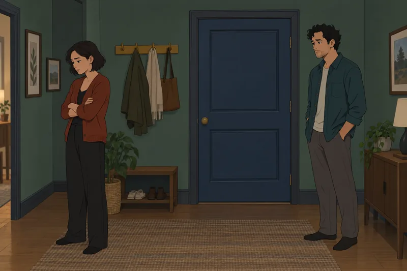 Is the Relationship pauses at the doorway.