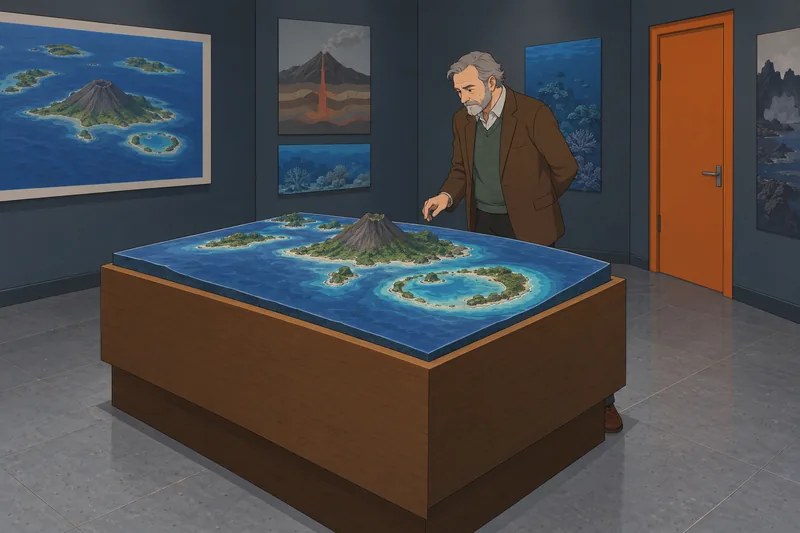 El cuestionario sobre islas muestra un globo museístico.