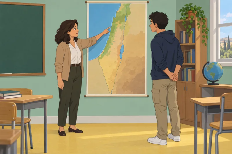 Israel Quiz in a classroom map lesson.