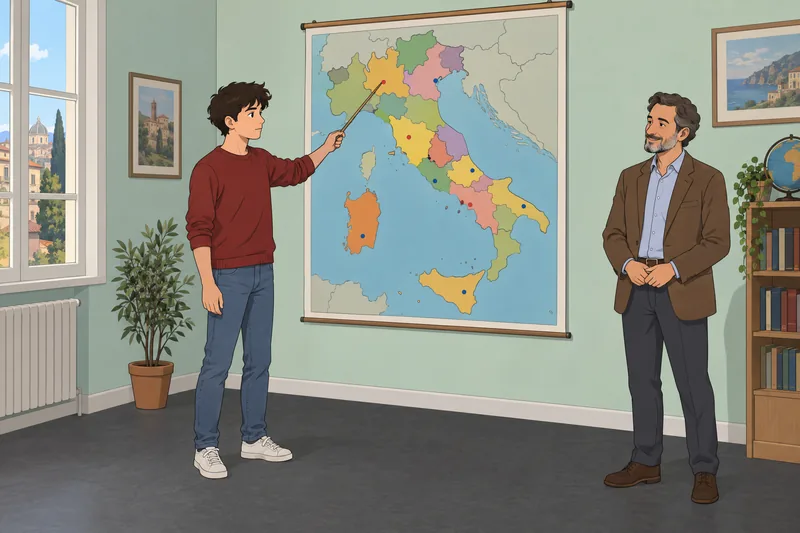 Italian Regions Quiz shows Italy’s regional map.