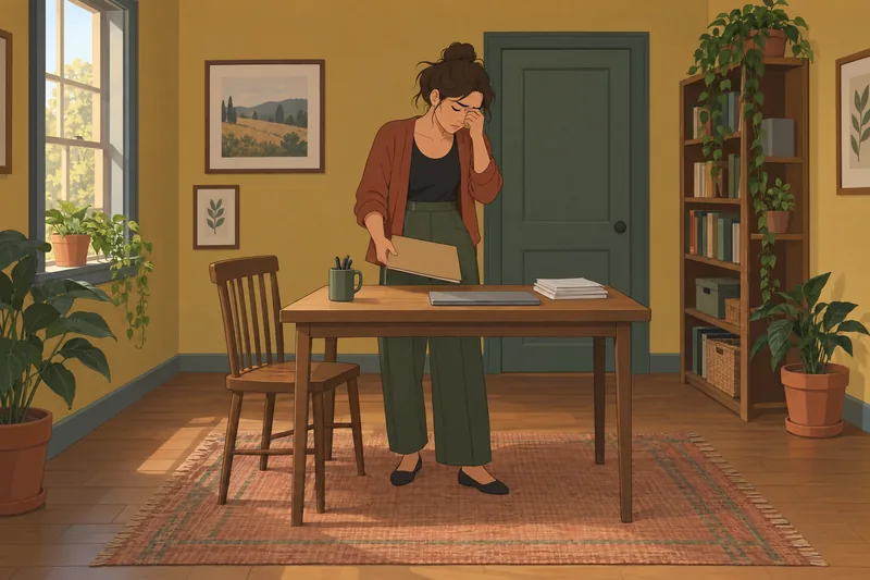 Burnout Test: worker pauses over a blank folder.