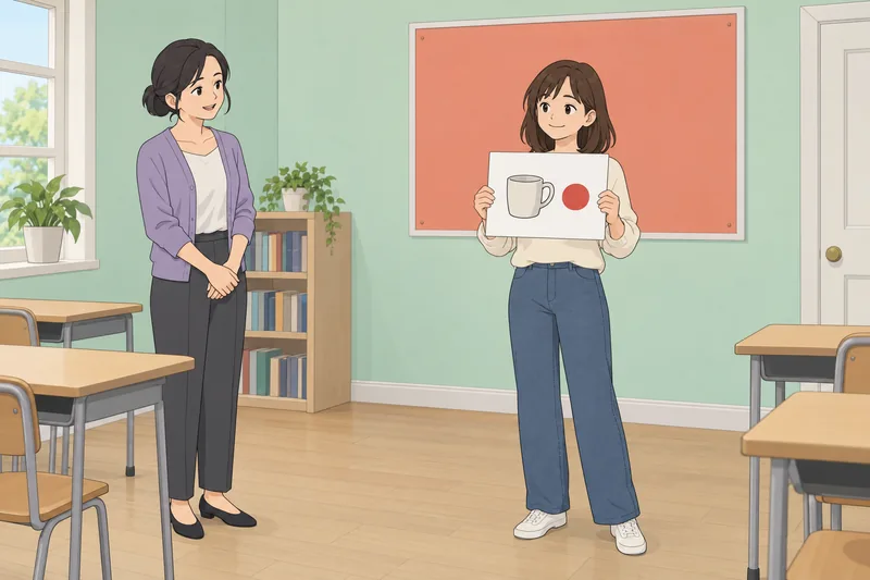 El cuestionario de japonés aparece en un aula.