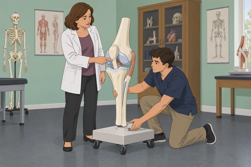 Joints Quiz shows a trainee testing knee movement.