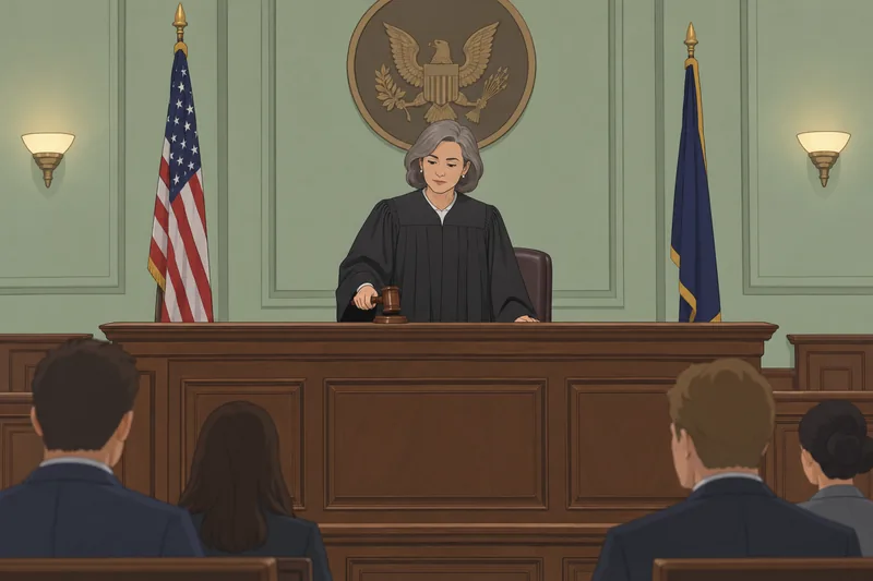 Judicial Branch Quiz shows a judge in court.