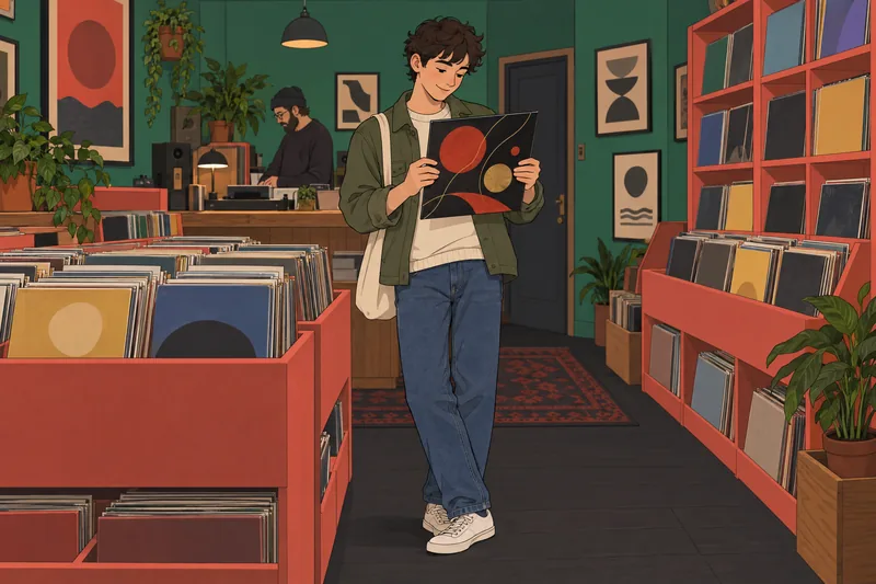 Quiz de Juice en una tienda de discos.