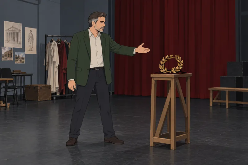 Julius Caesar Quiz: a director rehearses a warning.