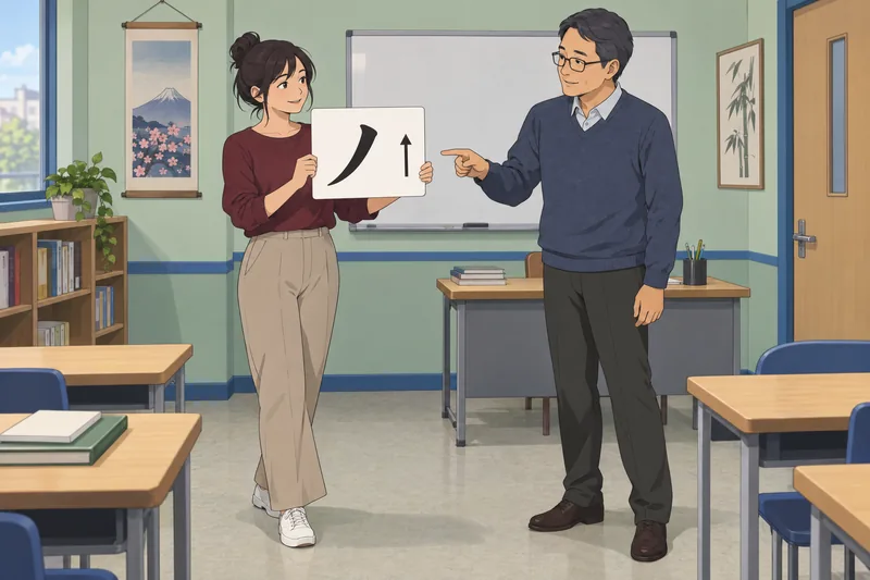 Kanji Quiz learner studies a character card.
