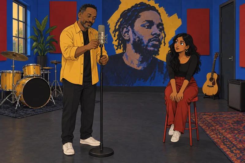 Kendrick Lamar Quiz meets a studio microphone.