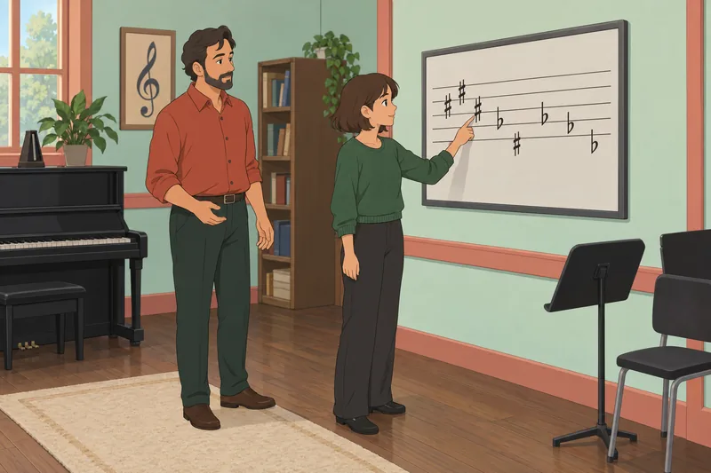 Key Signature Quiz in a music classroom.