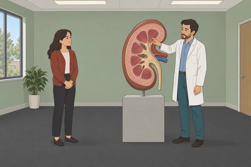 Kidney Anatomy Quiz shows a renal model.
