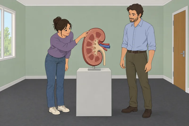 El cuestionario de anatomía muestra un modelo renal.