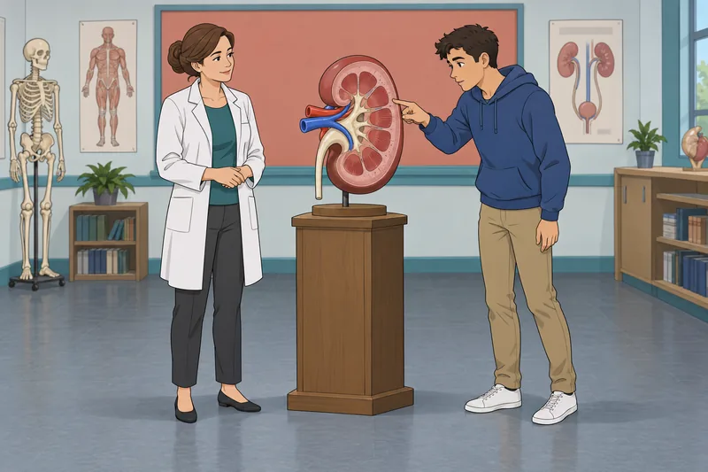 Kidney Quiz shows a kidney model.