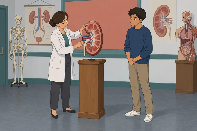 El cuestionario sobre anatomía muestra un riñón.