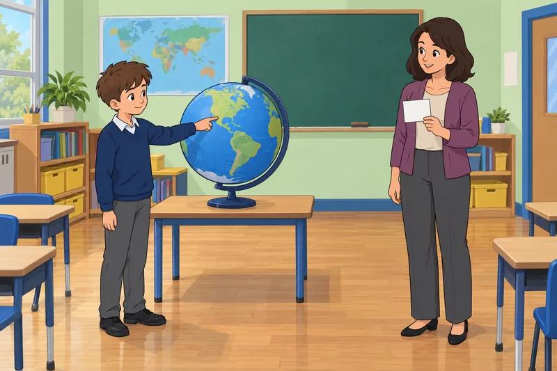 Kids Current Events start with a globe.