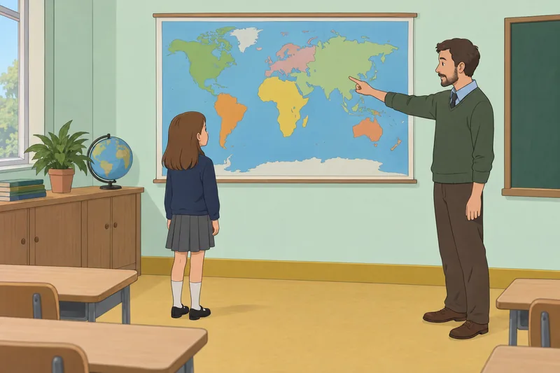 El cuestionario de geografía muestra un mapa.